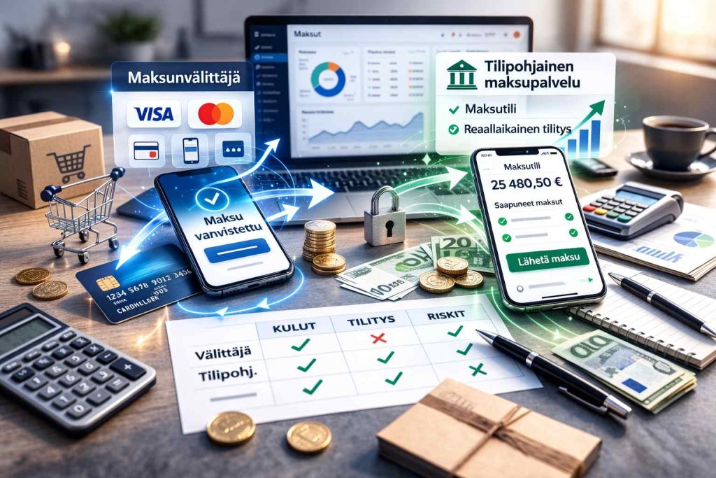 Vertailussa tilipohjaiset palvelut ja maksunvälittäjät yrittäjälle